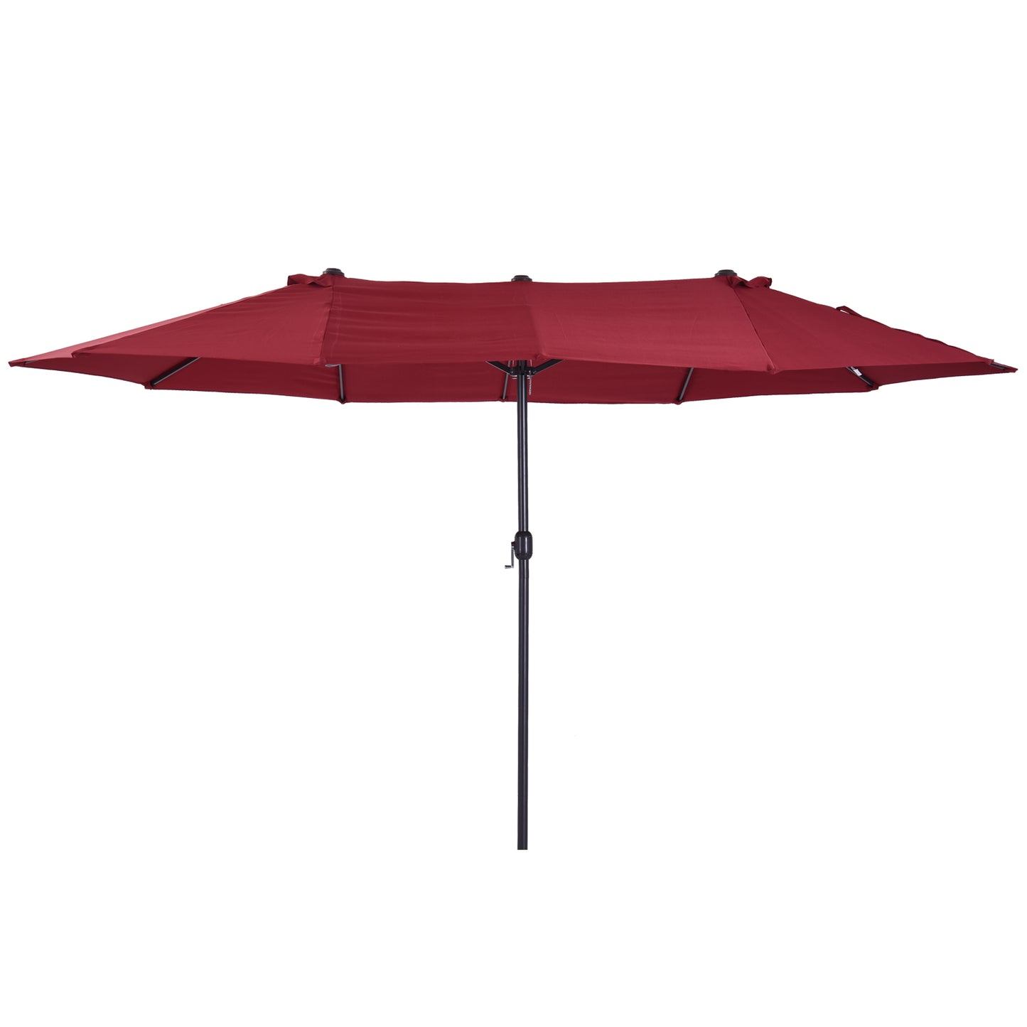 Outsunny Dobbelt Parasol 455 x 270 cm Haveparasol med Håndsving, Oval, Robust, Metalstang, Markedsparasol, Dobbelt Parasol, Terrasparasol, Solafskærmning til Strand, Balkon, Terrasse, Have, Vinsort