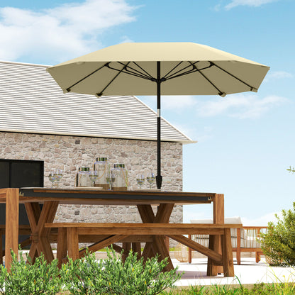 Beige parasol med hejs og knæk – Ø233 cm
