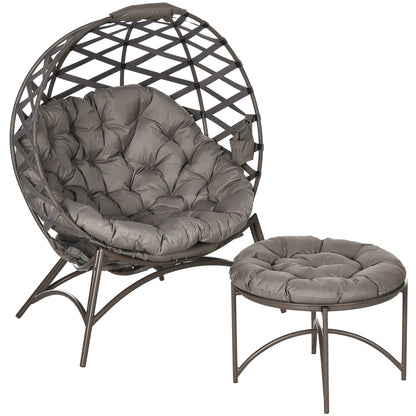 Foldbar loungestol med skammel – Sandbrun 